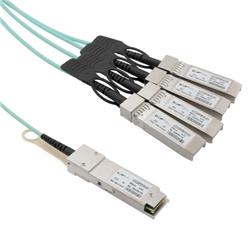Active Optical Cable Breakout QSFP28 100Gbps to 4x28G SFP28, 3 meters, MSA Compatible的图片