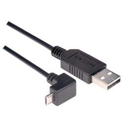 直角型USB线缆，直通A型公头/下出线Micro-B公头，0.3米的图片