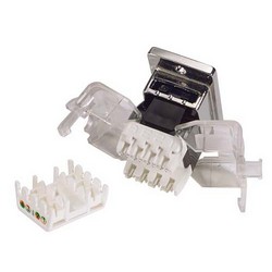 超5类免工具Keystone插座，RJ45 EIA568A/B，带安装法兰套件，黑色的图片