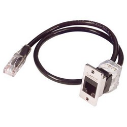 超5类免工具Keystone插座，RJ45 EIA568A/B，带安装法兰套件，黑色的图片