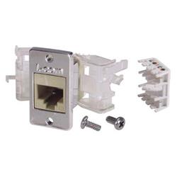 超5类免工具Keystone插座，RJ45 EIA568A/B，带安装法兰套件，乳白色的图片