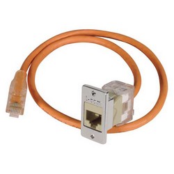 超5类免工具Keystone插座，RJ45 EIA568A/B，带安装法兰套件，乳白色的图片