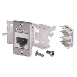 超5类免工具Keystone插座，RJ45 EIA568A/B，带安装法兰套件，白色的图片