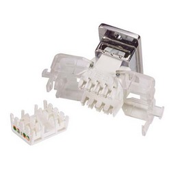 超5类免工具Keystone插座，RJ45 EIA568A/B，带安装法兰套件，白色的图片