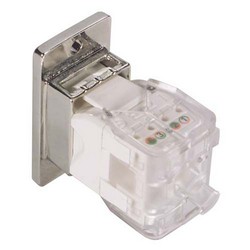 超5类免工具Keystone插座，RJ45 EIA568A/B，带安装法兰套件，白色的图片