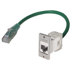 超5类免工具Keystone插座，RJ45 EIA568A/B，带安装法兰套件，白色的图片