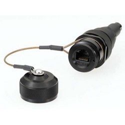 超5类加固型RJ45插座，阳极化抛光，配备防尘帽的图片