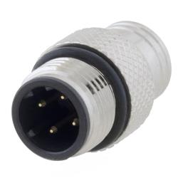 M12 4 Position D-code Mold Connector, Male, Shielded的图片