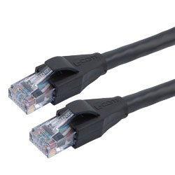 超5类以太网线缆组件，UTP户外级工业CMX-CMR-PLTC-2463 PVC护套，RJ45公头，22AWG实心，300V PoE，黑，100英尺（30.5米）的图片