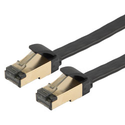 7 类 10gig 扁平以太网线缆组件，RJ45 公头/公头，U/FTP 屏蔽双绞线，30AWG 多股导体，CM阻燃级PVC护套，黑色，10FT的图片