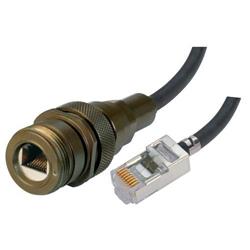 IP68级加固型超5类线缆，锌镍抛光，RJ45插座/标准RJ45插头，配置FR-TPE线缆和防尘帽，10米的图片