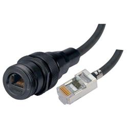 IP68级加固型超5类线缆，阳极化抛光，RJ45插座/标准RJ45插头，配置FR-TPE线缆和防尘帽，10米的图片