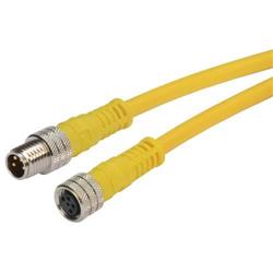 Brad® Nano-Change® M8线缆，4针，IP68级，公头/母头，24AWG，PVC，黄，5米的图片