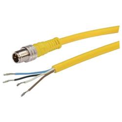 Brad® Nano-Change® M8线缆，4针，IP68级，公头/预剥线，24AWG，PVC，黄，1米的图片