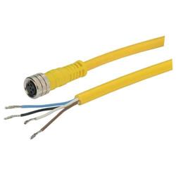 Brad® Nano-Change® M8线缆，4针，IP68级，母头/预剥线，24AWG，PVC，黄，1米的图片