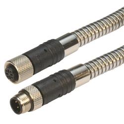 超5类M12 4针D编码SF/UTP铠装工业级线缆，M12公头/M12母头，2米的图片