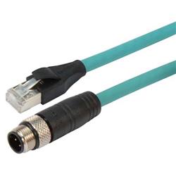 超5类M12 4针D编码SF/UTP工业级线缆，M12公头/RJ45，3米的图片
