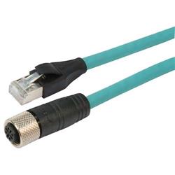 超5类M12 4针D编码SF/UTP工业级线缆，M12母头/RJ45，2米的图片