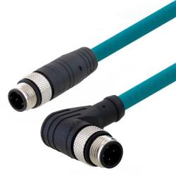 Category 5e M12 4 Position D code Double Shielded  Industrial Cable, Right Angle M12 M / M12 M, 1.0m的图片