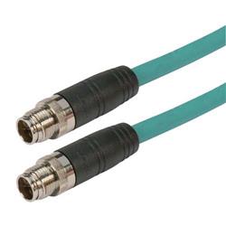 超6类M12 8针X编码SF/UTP工业级线缆，M12公头/M12公头，3米的图片