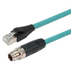 超6类M12 8针X编码SF/UTP工业级线缆，M12公头/RJ45，1米的图片